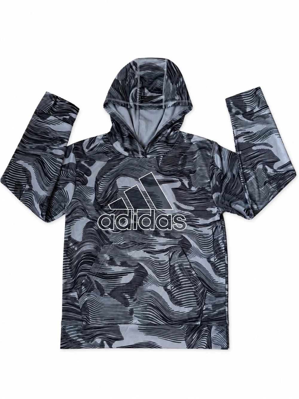 adidas Youth Boys Warp Camo AOP Pullover Fleece Hoodie NWT Size M 10/12